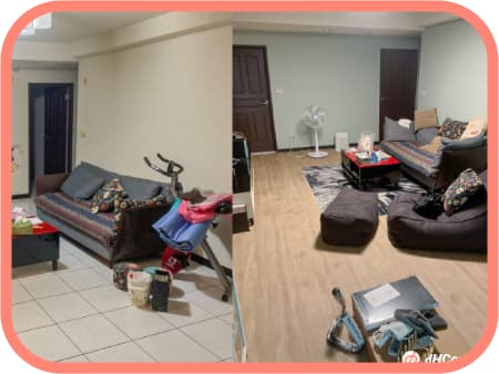 從大面積的「地面及牆面」做為第一步!