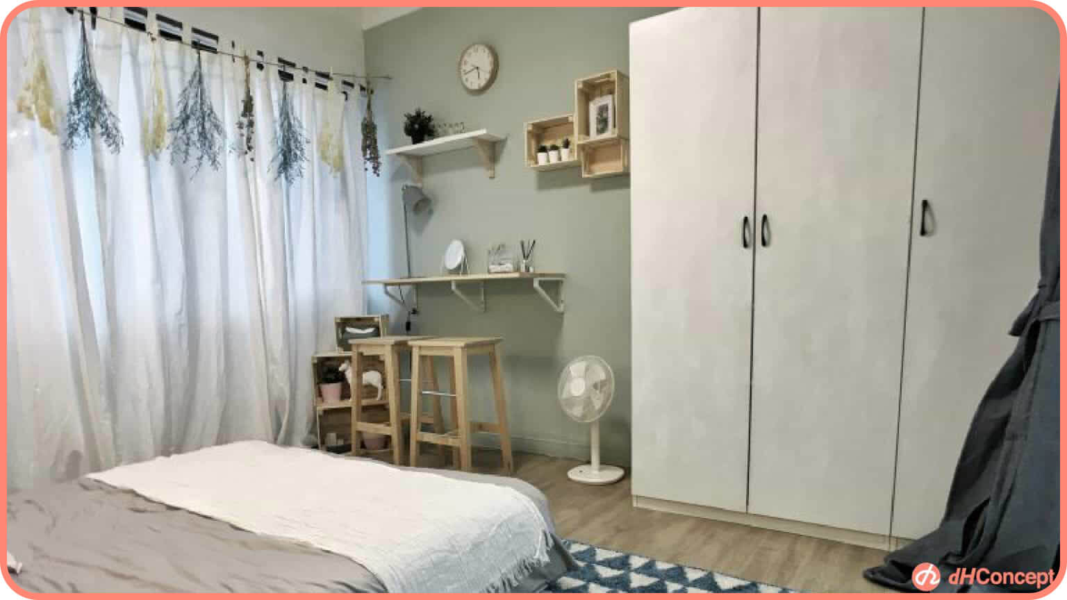 打造彷彿在小雨中的北歐風，莫蘭迪綠色的牆顯得很安靜