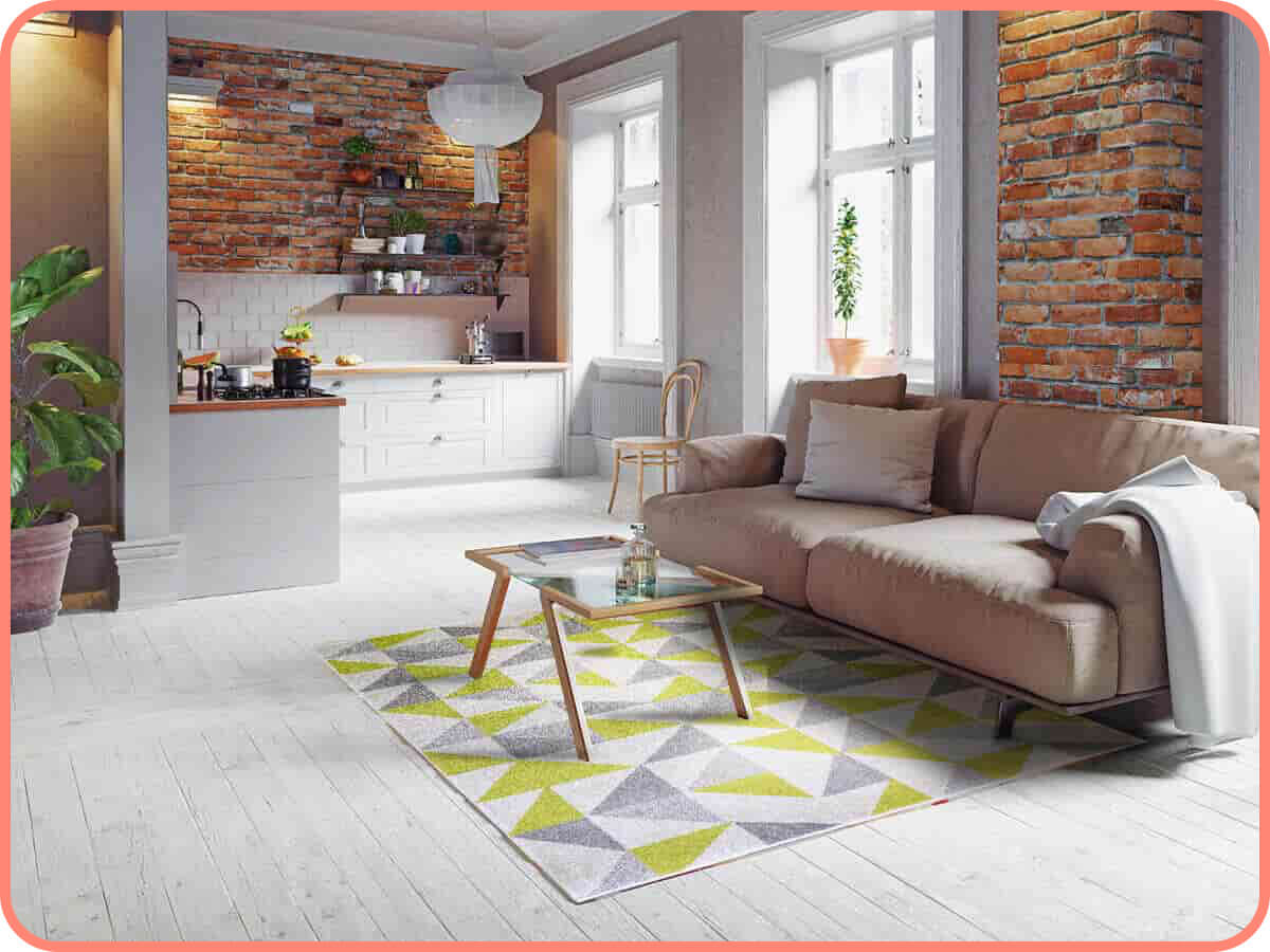 幾何綠灰｜就愛賴著你，比利時編織地毯