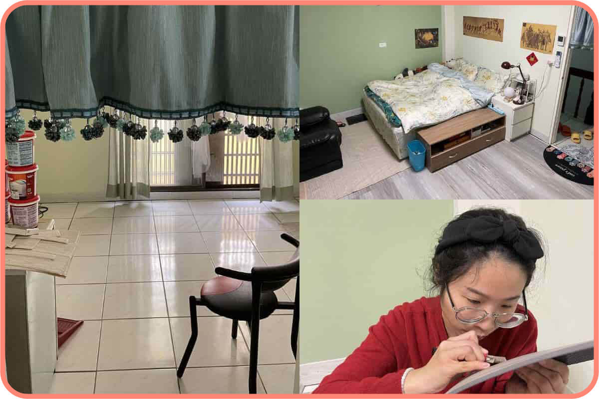 鋪了地板改掉以往老舊的氛圍，提升整個空間氣氛，睡眠品質也變好了！