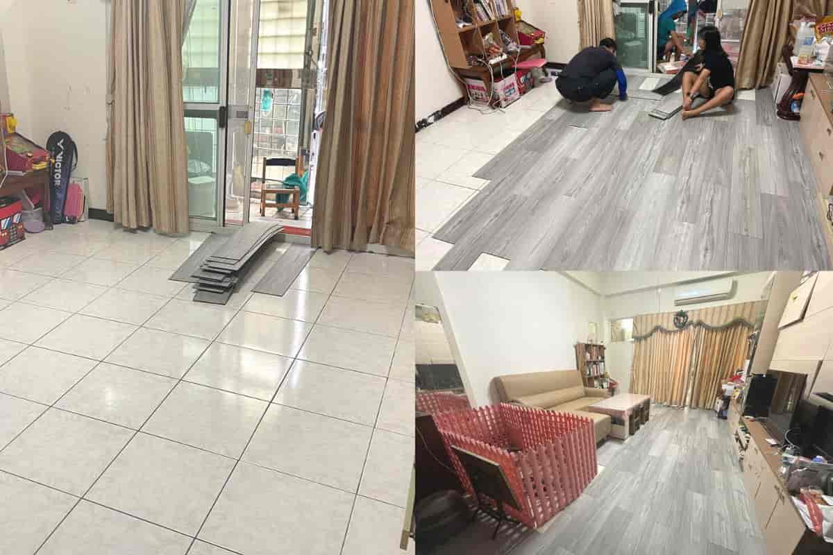 全家人一起鋪地板，改造完好到像住在民宿呀！