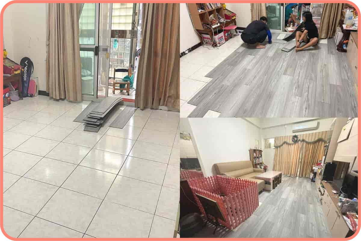 全家人一起鋪地板，改造完好到像住在民宿呀！