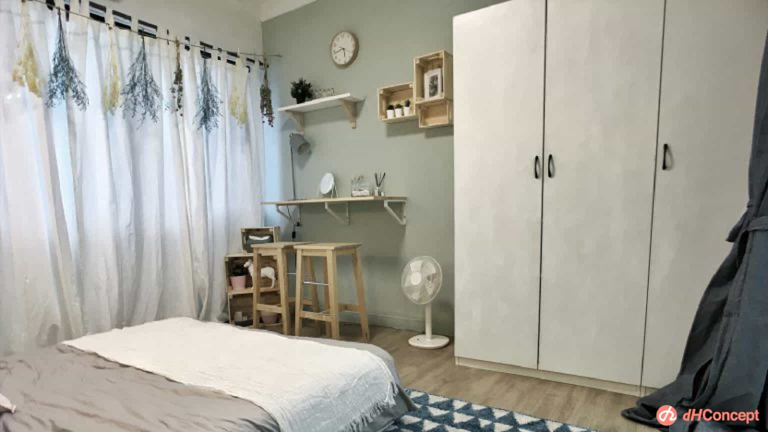 打造彷彿在小雨中的北歐風，莫蘭迪綠色的牆顯得很安靜